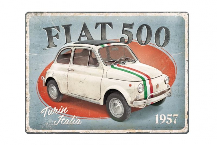 Blechschild "Fiat 500 Streifen" - 40 x 30cm